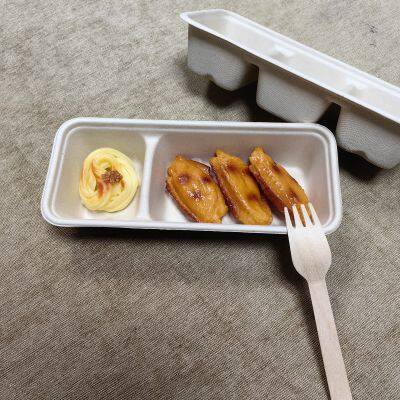 100% Compost Sugarcane Biodegradable Tableware Disposable Bagasse Single Cell Double Cell Three Cell Rectangular Paper Box photo-3
