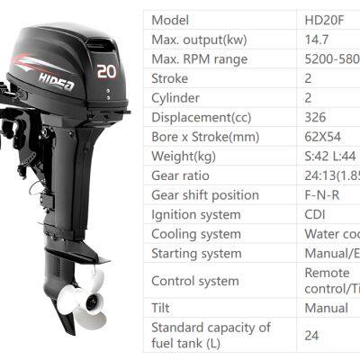 Hidea 20HP High Power 2-Stroke Outboard, Fuel Injection & Electric Start, Reliable for Fishing & Leisure Boats, Global Shipping