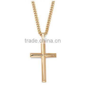 Men Cross Pendant Necklace Gold Filled And Gold Ion-Plated Chain 24inch Link Necklace