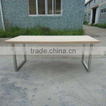 DT-4013 Oak Furniture Dining Table With Stainless Steel Legs