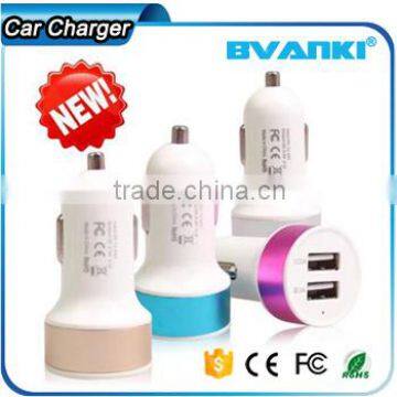 2016 New arrival customize Colorful Aluminum Ring mini Universal car charger , single / dual usb car charger for mobile phone