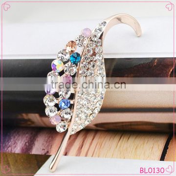 New Design High Quality Wedding Brooches Rhinestone Leaf Charming Brooch