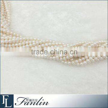 Wholesale price 5 - 5.5mm round freshwater white pearl loose pearl strand