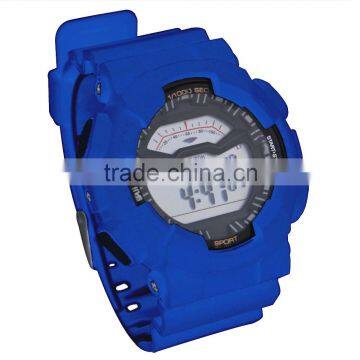 LP1331 Blue PU Multifunction Digital LCD Display Printing Graphic Pattarn Set Digital Wrist G Watch photo-3