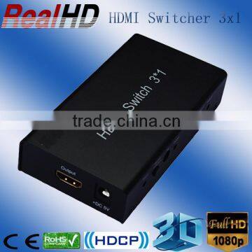 2016 Best Selling 3D 3x1 HDMI KVM Switcher full hd 1080p WITH IR&Power