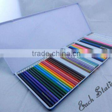 hot sales 7inch multi color pencil in metal box 50 pcs stationery set