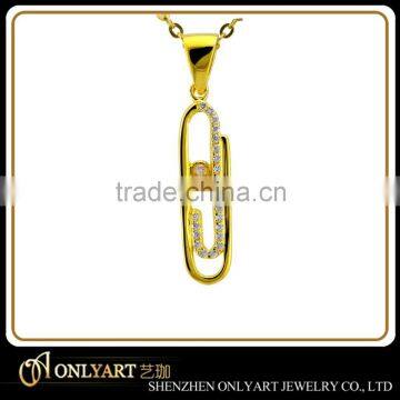 Luxury pendants gold plated 925 sterling sliver pendants for women paper clip pendants