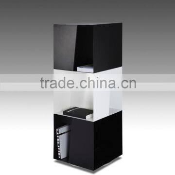 New Design Elegant Bookshelf Cheap Corner Shelf Modern Black and White Wooden Book Case photo-3