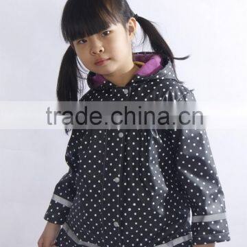 2015 ODM new fashion design girls pu rain jacket