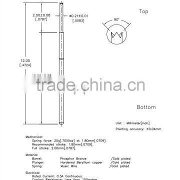 SP1-030120-F01 PCB ICT testing probe needle in socket and electrical testing