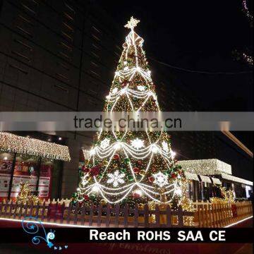 PVC giant Led motif tree light artificial christmas tree with tree ornaments for outdoor holiday decoration