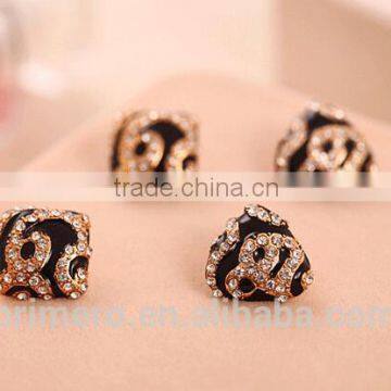 Fashion Leopard Print Crystal Triangle Square Gold Stud Earrings For Women Fancy Design photo-4