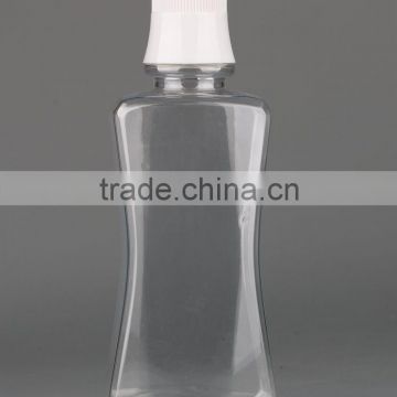 transparent plastic PET mouthwash liquid bottle with cap