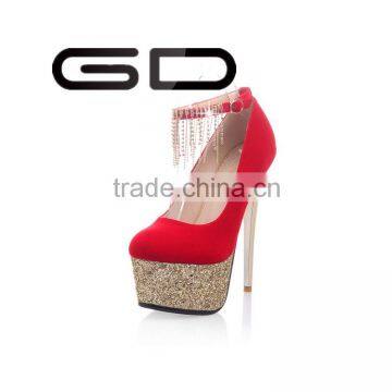 Newest suede leather high heels platform single shoe for evening dress