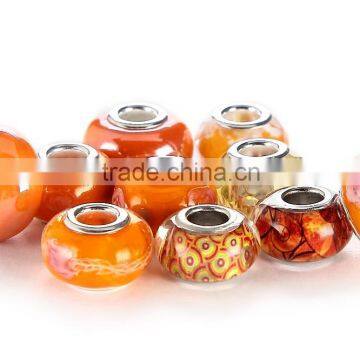 Hot Selling Orange Theme 10 pcs Mix Material Glass Beads Loose Beads