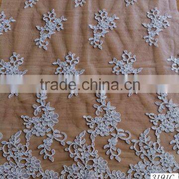 White top quality wedding embroidery lace fabric