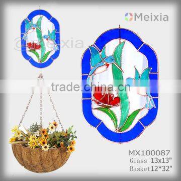 MX100087 tiffany style hummingbird stained glass craft decorative garden decor hanging baskets