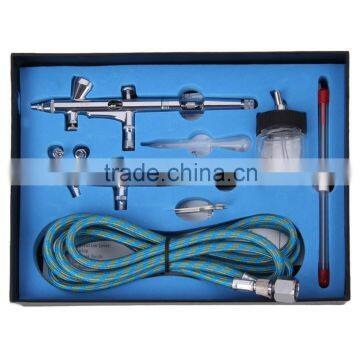 Professional Dual Action Gravity Suction Feed Airbrush Kit with Two Airbrushes Hose for Body Paint AS-34