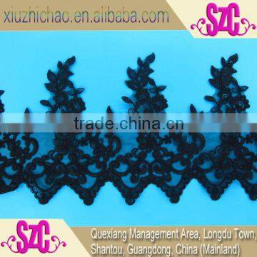 fancy embroidery design organza decorative black lace trim