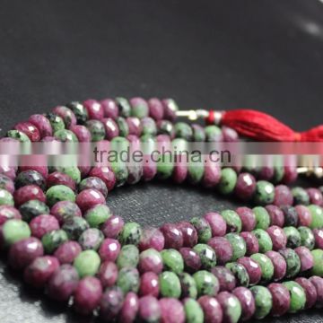 AAA QUALITY RUBY ZOISITE FACETED RONDELLE LOOSE GEMSTONE BEADS