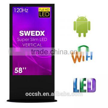 58 Inches Wifi Advertising Machine, LED Display Screen, Free Standing Kiosk