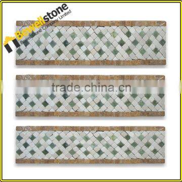 Petra emperador mosaic border 4.75x12 mar mounted on 4x12" mesh tile sheet