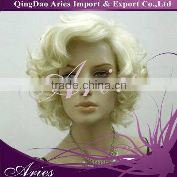 10" Heat Resistant Short Curly White Platinum Blonde Lace Front Synthetic Wig