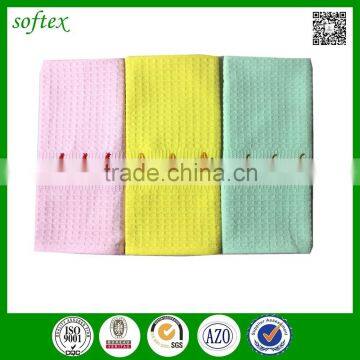 custom solid colorful 100% cotton embroidery waffle towel set for kitchen