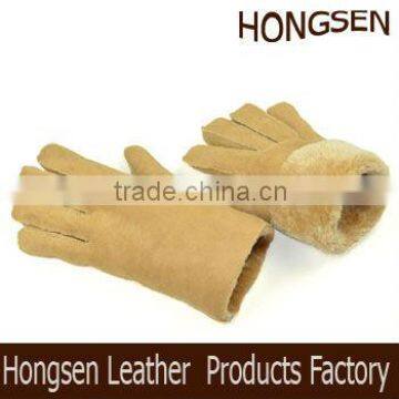 HS1423 5 COLOR Womens&Men beach faux Suede & Sherpa Gloves Fur Trim & Lining glove