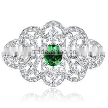 Platinum Plated Luxurious Vicctorian Brooch With AAA+ Cubic Zircon Micro Pave Setting for Women and Men in 4 Colors