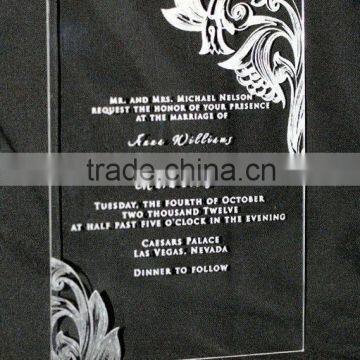 High Transparent custom clear acrylic wedding invitations with engraving