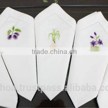 Hand embroidery cotton napkins, hemstitch napkins