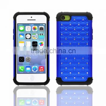 PC+Silicone materials luxury diamond mobile cover for iPhone 5C