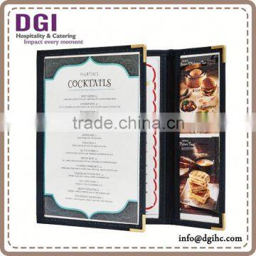 DGI ONLY - Wholesale metal holder/ Restaurant used leather holder / croco clear pvc menu cover