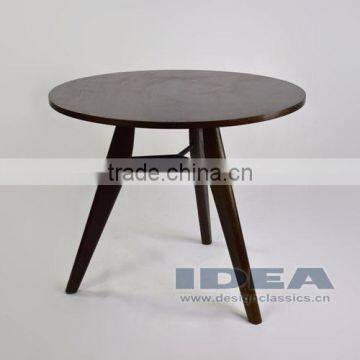 Replica Jean Prouve Gueridon Dining Table - Solid Ash Stained in Walnut Color photo-2