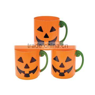 8 oz. 230ml Custom Cheap Cute Pumpkin Cups with Handle Wholesale Festive Plastic Jack-O'-Lantern Mini Mugs for costume party