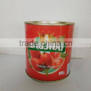 canned tomato paste 800g,sweet taste,brix28%-30%,red colour