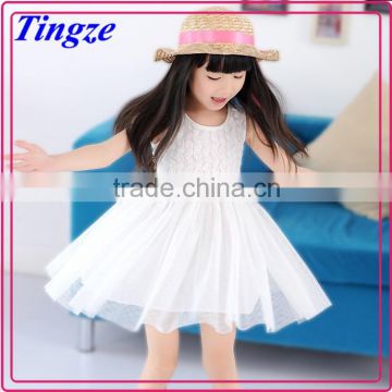 Wholesale fancy elegent pure white color lace princess tutu dresses kids dresses for baby girls