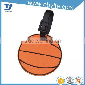 SGS cetificated quality standard size basketball shape soft pvc luggage tag