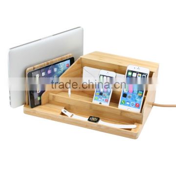 new design Charging Station and Dock Bamboo All-in-One Charging Station With phone holder eco-friendly phone charge wholesale                        
                                                Quality Choice