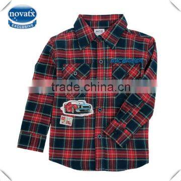 (A3923) 2-6Y nova kids wear polo cotton shirts wholesale baby clothing winter kids polo long sleeve checker shirts