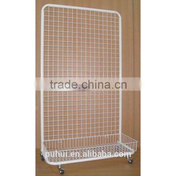 powder coating floor standing grid wire display rack for retail shops
