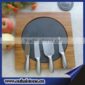 Wholesale unique style natural slate stone cake serving plate