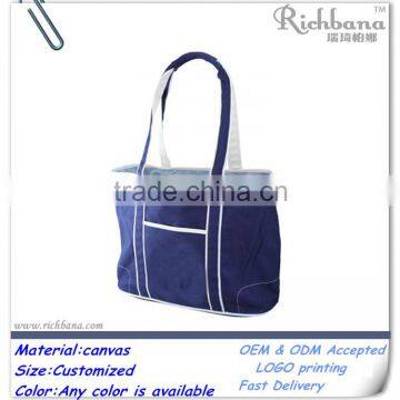 navy blue canvas tote bag