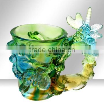 orchid teacup tea set gift liuli colored glaze Chinese style crafts