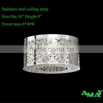 crystal ceiling lamp modern with handmade stainless steel shade