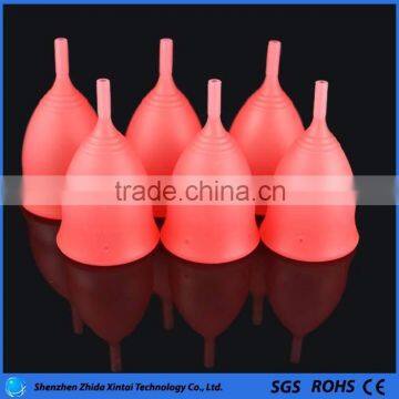 Soft lady silicone menstrual cup, colorful period cup