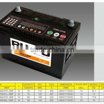 Manufacturer supply MF lead acid car battery 12V80AH (JIS)