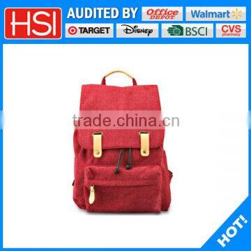 red color 100% cotton farbric plush backpack drawstring