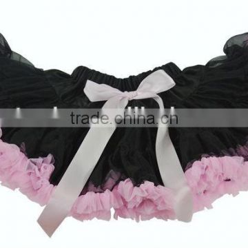 Girls Tutu Skirt Kids Dancewear Cute Chiffon Tutu Baby Full Pettiskirt Princess Skirt Black with Light pink